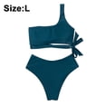 thumbnail image 2 of Traje de baño de dos piezas con lazo de Bikini de cintura alta y un hombro para mujer, traje de baño de bikini sexy de cintura alta para mujer, 2 of 8