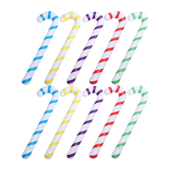 FELTECHELECTR 10Pcs Inflatable Candy Cane Prop Large Inflatable Candy Cane for Friends