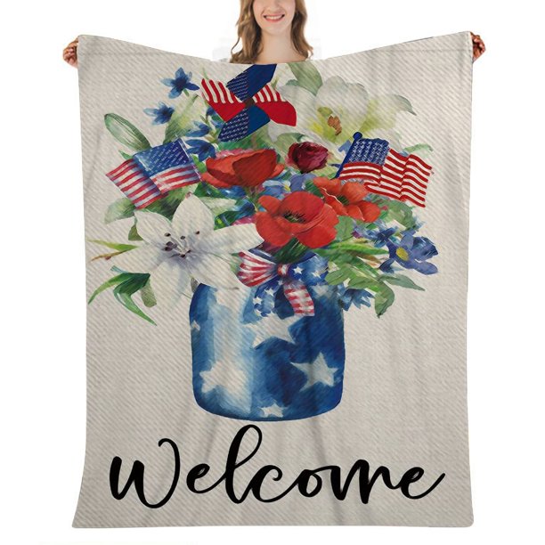 Memorial Day American Throw Blanket, 40x58 inches, for Sofa Chair Couch