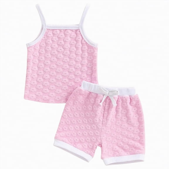 mgoYE Toddler Girl Clothes 3t Kids Girl Clothes Heart Print Sleeveless Top and Shorts Baby Girl Summer Outfits Short Set(Pink,2-3 Years)
