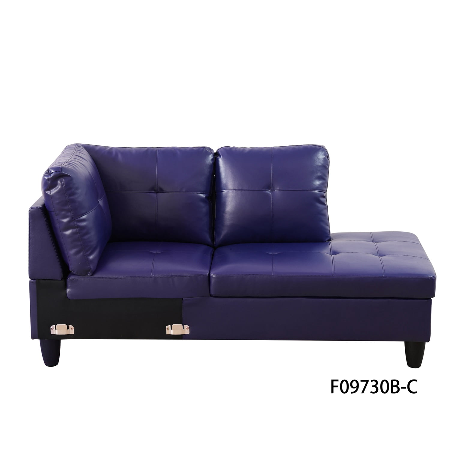 Hommoo Faux Leather 4-Seat Couch, L Shaped Sectional Couches and Sofas, 16'' Back Height Modern Living Room Furniture Sets Sectional Sofa Set, Blue(No Ottoman)
