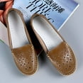 thumbnail image 3 of Spring Summer Women's Casual Hollow Loafers Slip On Leather Shoes Lightweight Casual Walking Shoes Female Moccasins Classic Penny Loafer Flats Boat Shoes, 3 of 7