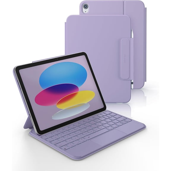 for iPad (A16) 11th/10th Generation Case with Keyboard Ultra-Thin Magnetic Folio Keyboard Case Trackpad Pencil Holder Backlit Rechargeable for iPad A16 11" 2025/10th Gen 10.9" 2022, Purple