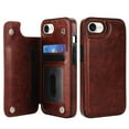 thumbnail image 2 of Compatible with iPhone 16e Case, with PU Leather Credit Card Holder Magnetic Back Stand Cell Accessories Flip Purse Slim Design Phone Cover for iPhone 16e Women Men, Brown, 2 of 11