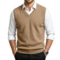 thumbnail image 2 of Dwellite Sweater Vest for Men Casual Sleeveless Knit Pullover V Neck Solid Knit Business Office Fall Winter Sweaters Khaki 2XL, 2 of 8