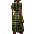 thumbnail image 6 of Minjewel Women's Plaid V-Neck Short Sleeve Gingham Shift Mini Dress - Summer Preppy Vacation Outfit, Loose Flowy Beach Party Dress, Comfy Casual Top,Army Green,M, 6 of 6