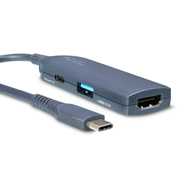 onn. 3in1 USBC Adapter with 100W USBC Power Delivery, USB 3.0 and