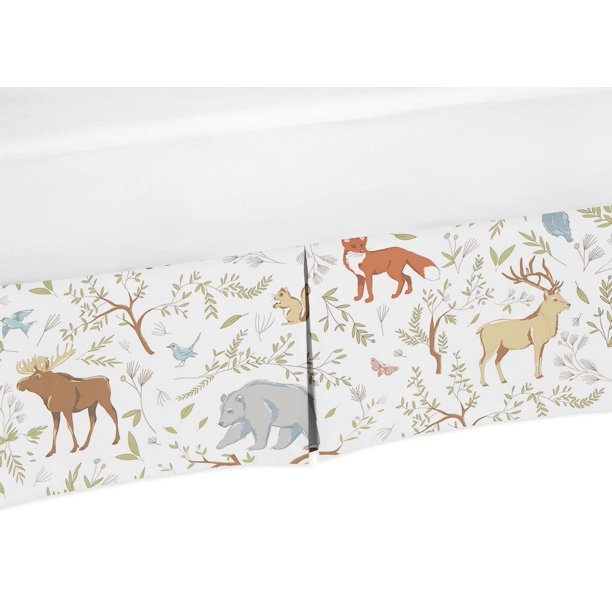 Woodland Animal Toile Dust Ruffle Crib Skirt by Sweet Jojo Designs