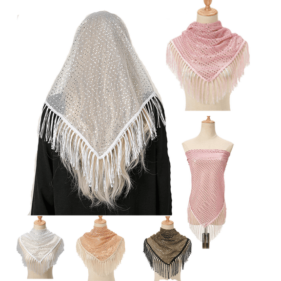 Yoyauz Triangle Lace Mantilla Veil Tulle Scarf Shawl Covering Church Veil for Mass Wedding Bridesmaids