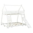 thumbnail image 5 of Tcbosik Twin over Queen Size House Bunk Bed Wooden Bed Frame with Climbing Nets and Climbing Ramp, White, 5 of 8