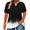thumbnail image 2 of Women's Plus Size Tops Trendy Summer Outfits Floral Printed Graphic Tee Shirts V Neck Short Sleeve Tunic Blouse (4XL, Black), 2 of 5