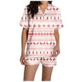 thumbnail image 3 of Ensemble de Pyjama Classique de Noël pour Femmes avec Shorts Imprimés, 3 of 7