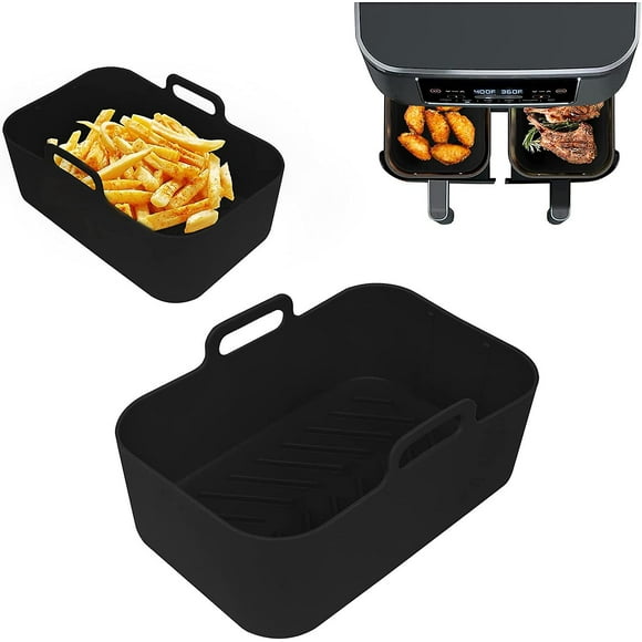 2pcs Silicone Pot For Ninjas Dual Air Fryer, Silicone Air Fryer Liners Double Air Fryer Silicone Air Fryer Basket