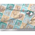 thumbnail image 2 of Soimoi Velvet Fabric Bird & Reindeer Face Patchwork Printed Fabric 1 Yard 58 Inch Wide, 2 of 3