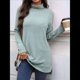 thumbnail image 4 of Camiseta Holgada de Larga con Cuello Alto y Estampado Geométrico de Jacquard para Mujer, Otoño e Invierno. Verde Oscuro XXL, 4 of 10