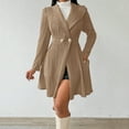 thumbnail image 3 of Women's Sweater Dress Cardigan Dress V-Neck Long Sleeve Button Front A Line Solid Color Knit Dress for Winter Casual,Khaki,M, 3 of 7