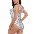 thumbnail image 4 of Goofa Butterflies on Polka Dots Print Women's Ruffled One Piece Swimsuit V Neck, 4 of 7