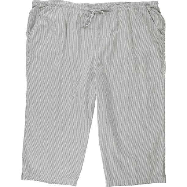 Karen Scott Seersucker Capri Pantalones casuales para mujer, blanco, 2X