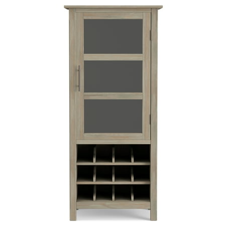 Simpli Home - Avalon High Storage Wine Rack Cabinet - Distressed Grey