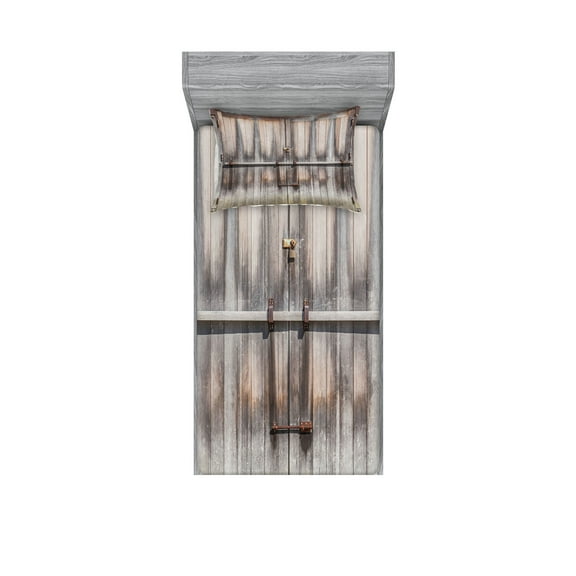 Ambesonne Retro Fitted Sheet & Pillow Sham Set, Wooden Oak Country Door Retro, Twin, Brown