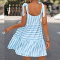 thumbnail image 5 of Cami Dresses for Women Square Neck Shoulder Straps Bowknot Striped Mini Dress Summer Casual Comfy Beach Sun Dress, 5 of 5