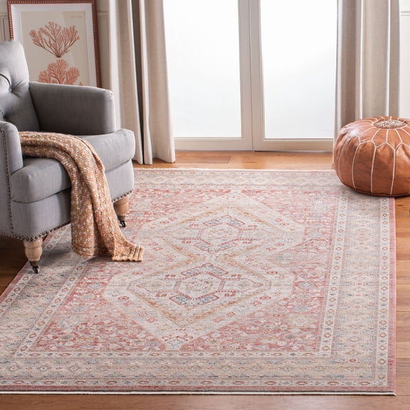 Safavieh Kenitra Ognena Geometric Polyester Area Rug, Pink/Gray, 5' x 8'