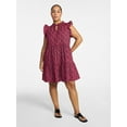 thumbnail image 6 of Time and Tru Women’s and Women’s Plus Flutter Sleeve Cotton Mini Dress, Sizes XS-4X, 6 of 6