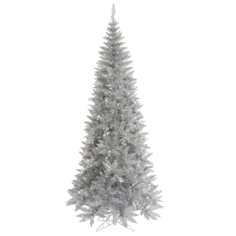 Vickerman 7.5' Silver Tinsel Fir Artificial Christmas Tree, Unlit
