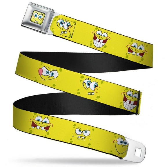 Sponge Bob Face Close Up Sponge Bob Expressions Yellow Webbing Seatbelt Seatbelt Belt Standard