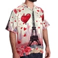 thumbnail image 2 of Eiffel Tower Valentine's Day Men's Short Sleeve Beach Shirts, Hawaiian Printed Button Down Summer Casual Unisex Men's Shirts, 2 of 6