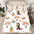 thumbnail image 2 of Feelyou Hippie Sheep Skeleton Queen Sheet Sets, Western Cactus Flower Flat Sheet, Kawaii Cowgirl Boot Queen Fitted Sheet, Microfiber Bedroom Decor, 4 Pieces, 2 of 7