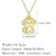 thumbnail image 3 of Stainless Steel Monkey Pendant Cute Cartoon Necklace Birthday Party Accessory Gift for Men and Women, 3 of 4