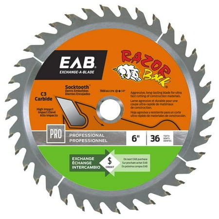 

Razor Back 1016122 6 in. x 36 Teeth Finishing Razor Back Professional Recyclable Exchangeable Saw Blade