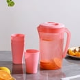 thumbnail image 3 of HengDidi Plastic Water Pitcher Set with Lid and Four Cups Large Capacity for Cold Hot Beverages Refrigerator Safe Ideal for Parties Picnics Kitchen Use in Pink Green Blue, 3 of 6