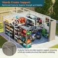 thumbnail image 2 of 10x12 Ft Outdoor Storage Shed with Window & Floor Frame, Galvanized Steel Garden Shed, Metal Tool Sheds with Double Lockable Doors for Backyard Patio Lawn, Brown, 2 of 10