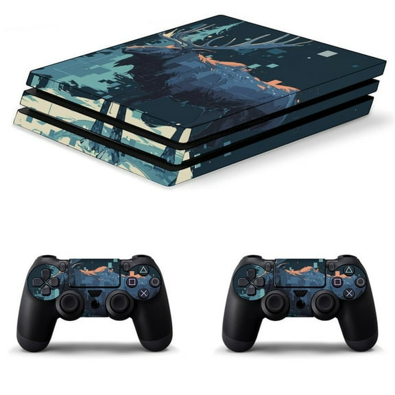 Decal Skin for PS4 Slim / PS4 Pro / PS4, Whole Body Vinyl Sticker Cover for Playstation 4 Console and Controller (Fantasy Christmas Tree Deer-1)