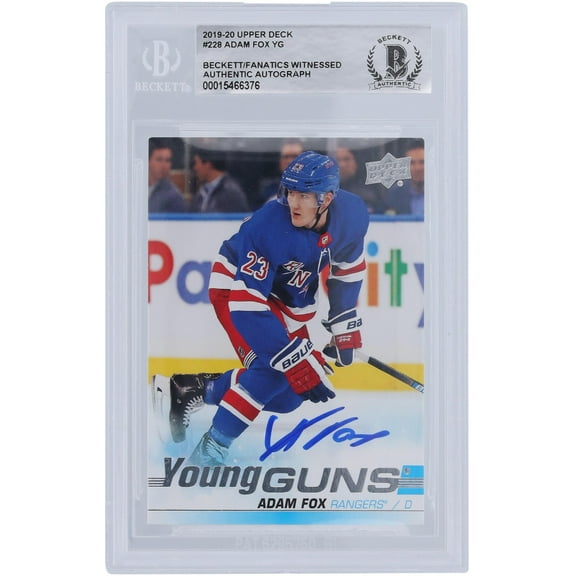 Adam Fox New York Rangers Autographed 2019-20 Upper Deck Series 1 Young Guns #228 Beckett Fanatics Witnessed Authenticated Rookie Card - Fanatics Authentic Certified