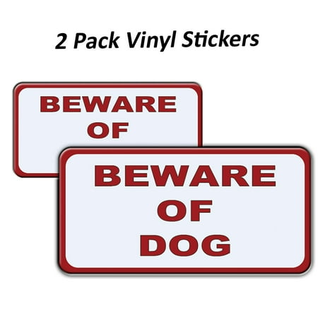 Beware of Dog Stickers for Indoor and Outdoor, Window, 2 Included, Flexible Vinyl Decal for Easy Installation to Any Surface, Reflective Adhesive Labels/Stickers (9 x 12 Inches)