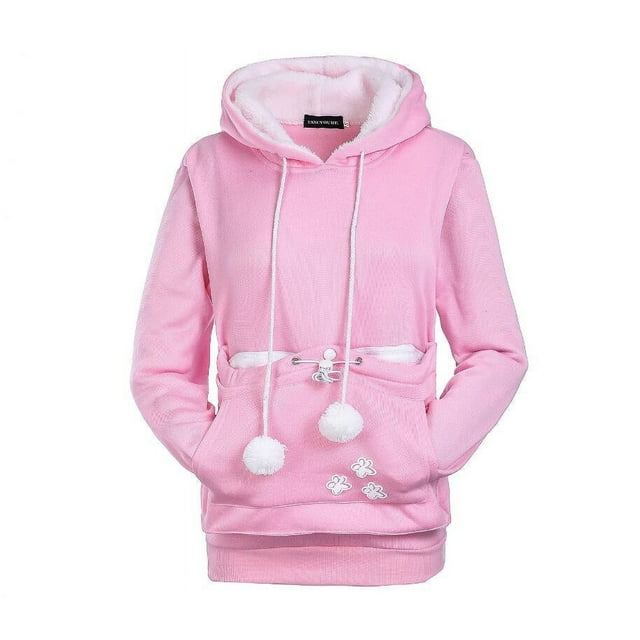 Sweat à Capuche Mode Chat pour Femmes (Rose, L, B)