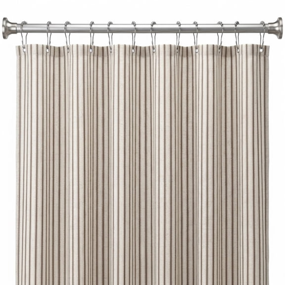 Farmhouse Striped Brown Linen Blend Shower Curtain, 72"W x 72"L for Bathroom Decor