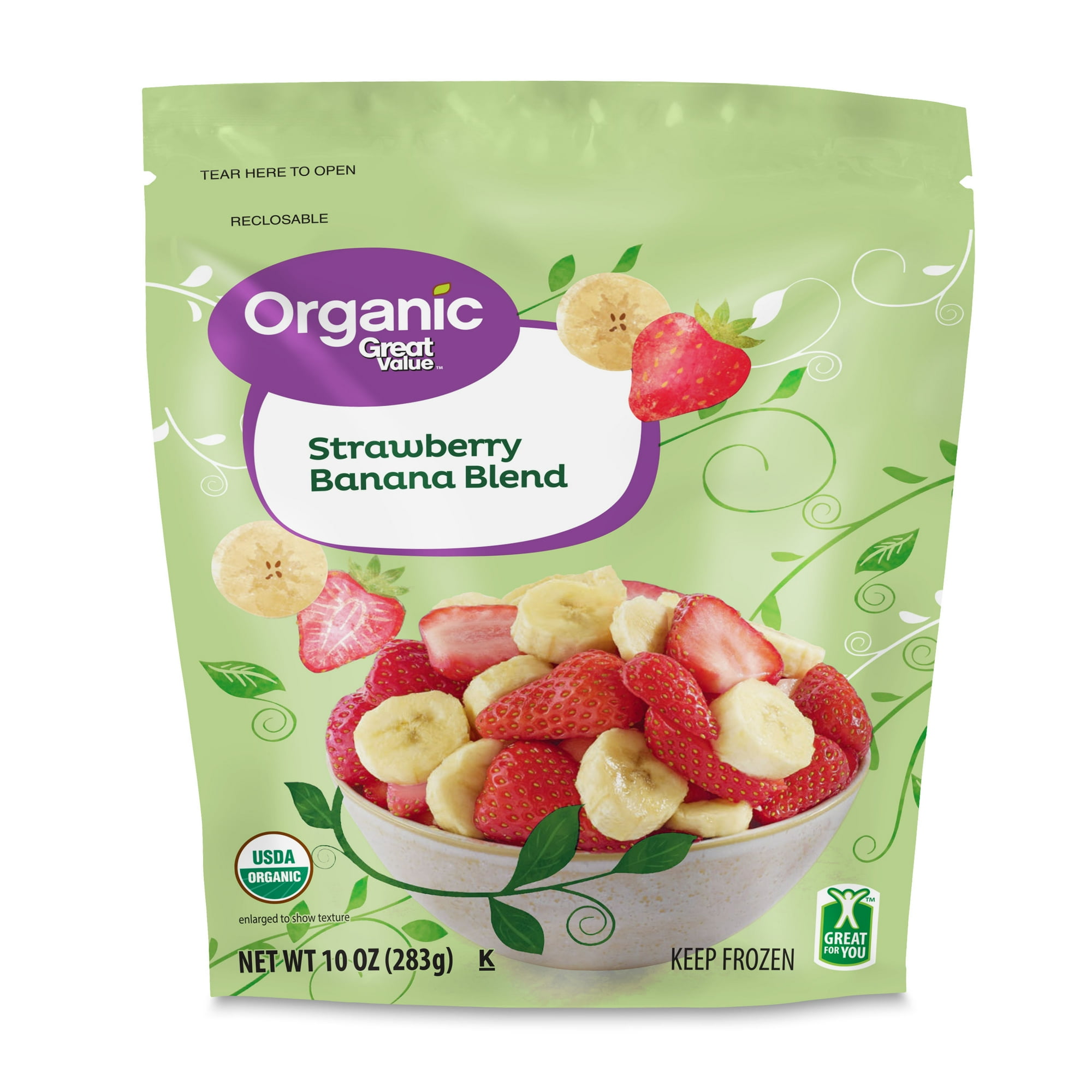 Great Value Organic Strawberry Banana Blend, 10 oz (Frozen)
