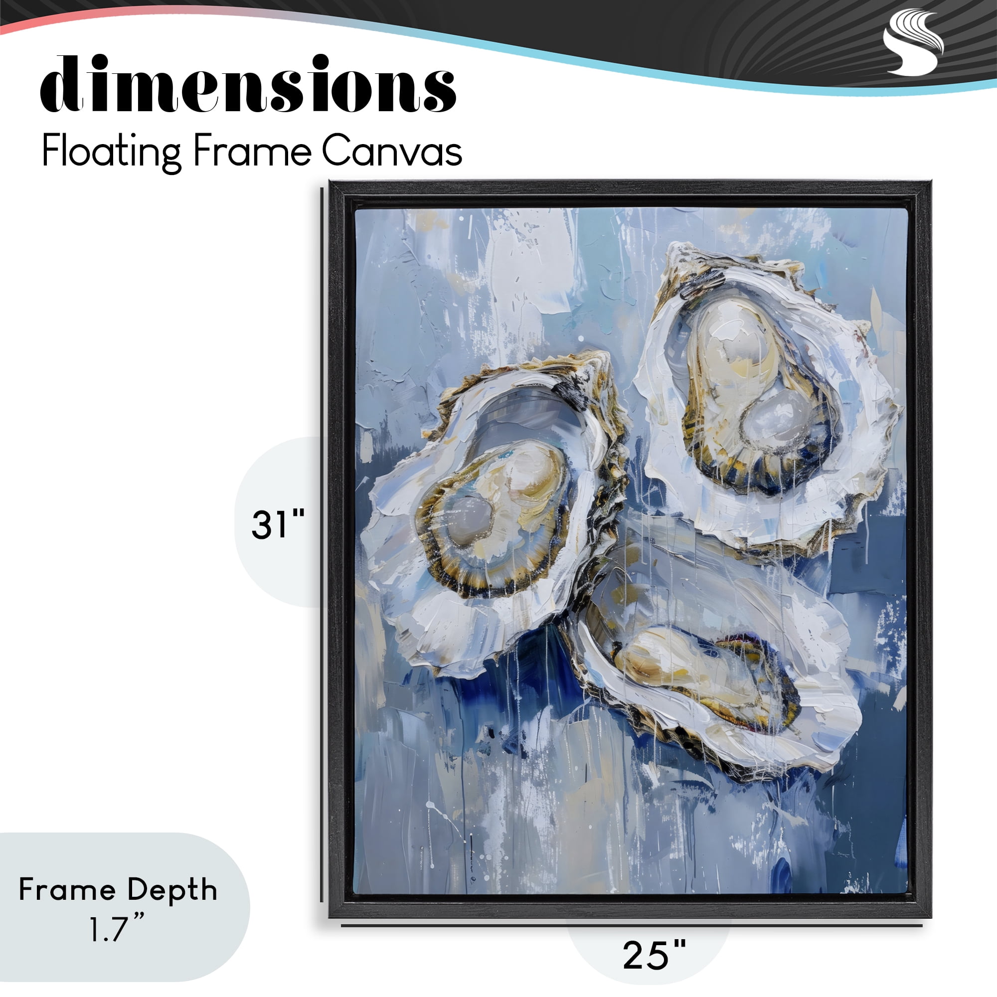 Stupell Industries Vibrant Blue Oysters Black Framed Floater Canvas Wall Art, design by Creative Studio