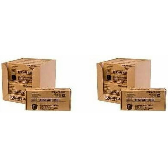 EcoSafe 6400 Certified Compostable Bags 2.5 Gallon (16" x 17"),(Gauge: .6 mil) (Case of 360 Bags : 12 Rolls)