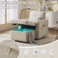thumbnail image 6 of Morden Sleeper Chair with Hidden Storage Box, Multi-Functional Sofa Bed Chair with Phone Bracket, Chenille Single Futon Recliner for Living Room, Bedroom, Beige, 6 of 7