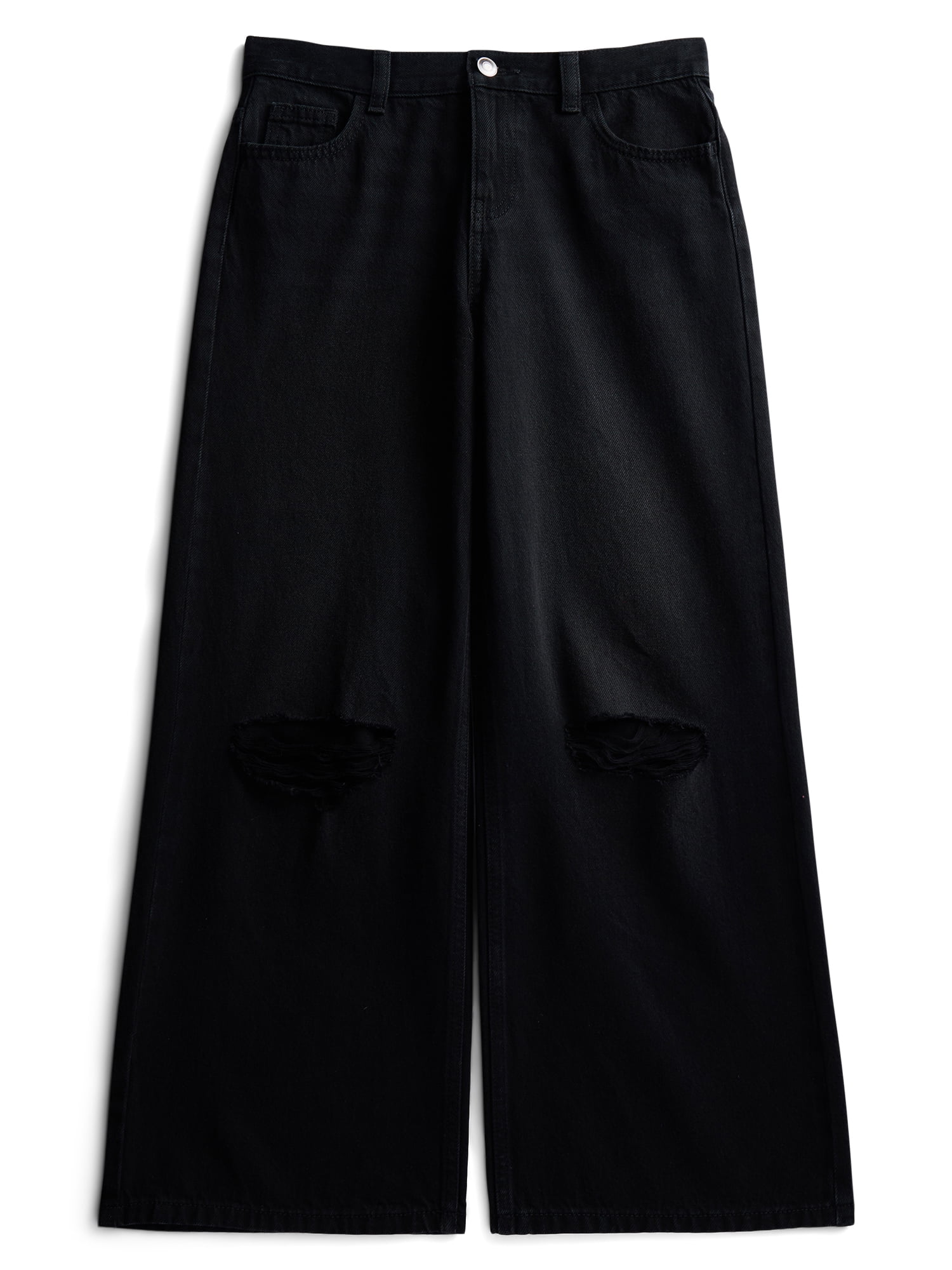 Weekend Academy Girls Cotton Wide Leg Destructive Denim Jeans, Sizes 5-18