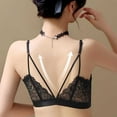 thumbnail image 6 of Front Close Bras for Women, Audhol Womens No Steel Ring French Womens Front Close Bra T Back Plus Size Seamless Unlined Bra for Large Bust Lace Bras for Women Black 90C, 6 of 6