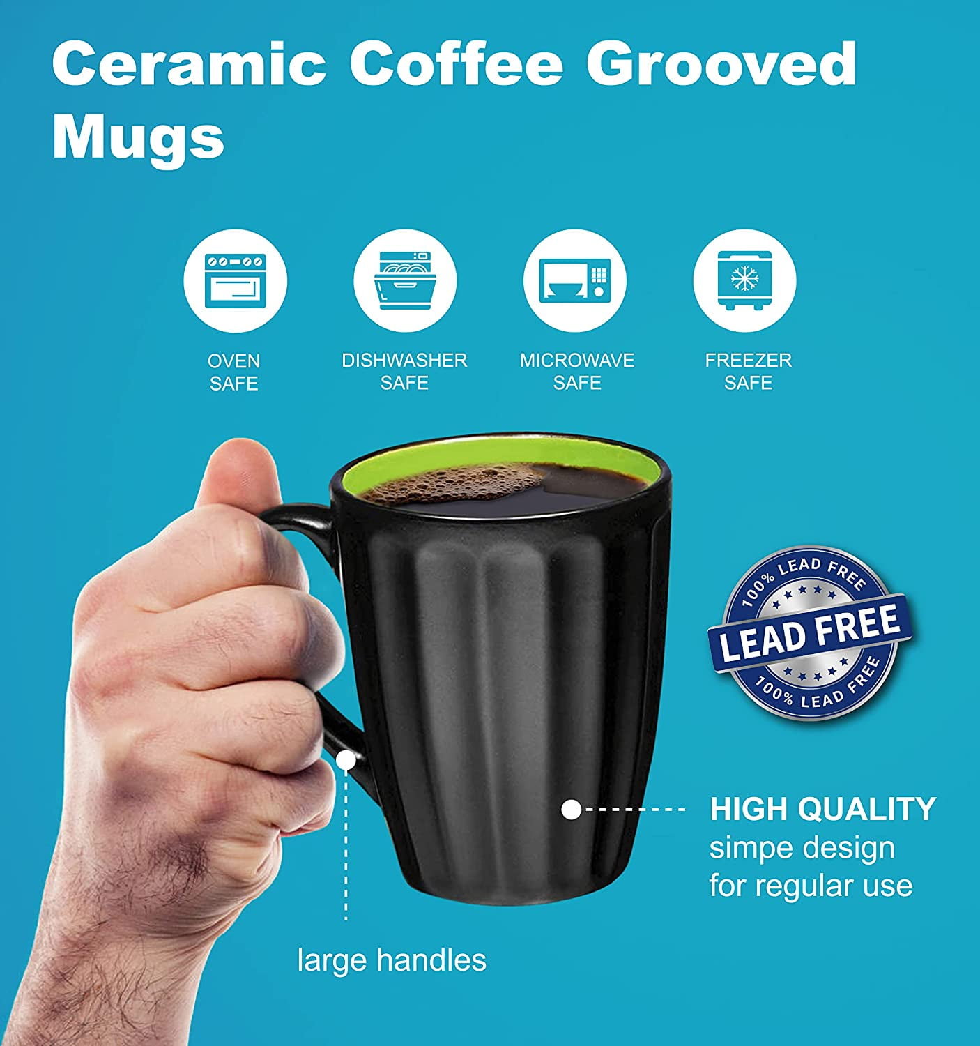 Bruntmor 6 Count Multi Color Dot Coffee Mug Set, 16 Oz Ceramic Mugcup Set,  6 Count (Pack of 1) - Harris Teeter
