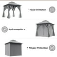 thumbnail image 6 of LAUSAINT HOME 8'x8' Outdoor Patio Gazebo, Double Roof Metal Frame with Mosquito Nettings, Privacy Screens and Anchoring Kit, Gray, 6 of 8