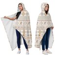 thumbnail image 2 of Wearable Blanket,Brown Geometric Triangle Diamond Pattern Hooded Wearable Flannel Blanket for Adults & Teens with Buckle,Winter Poncho Shawl Wrap Cape,50"x60", 2 of 5