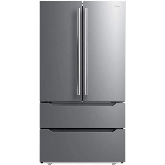 SMAD 22.5 Cu.ft Counter Depth French Door Refrigerator with Automatic Ice Maker Black Stainless-Steel 4-Door